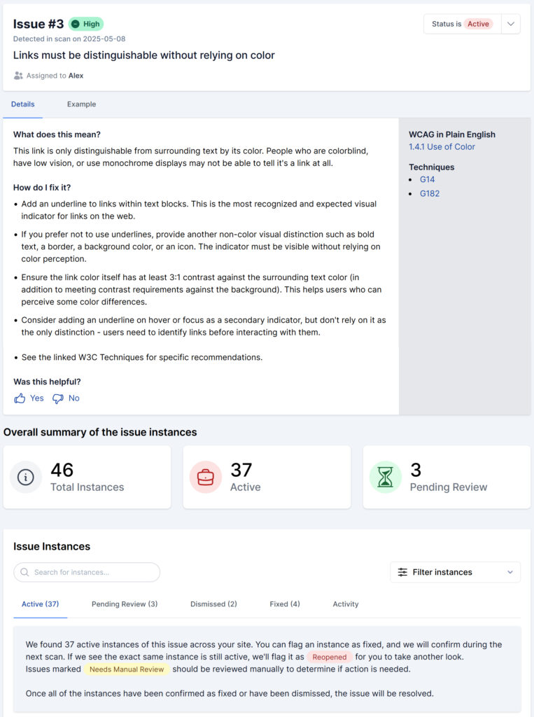 Image displaying the issue details.