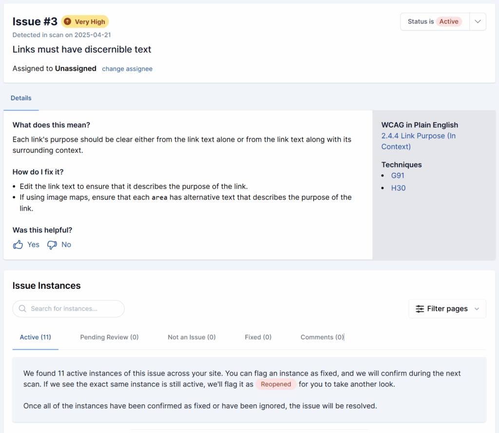 Image displaying the issue details.