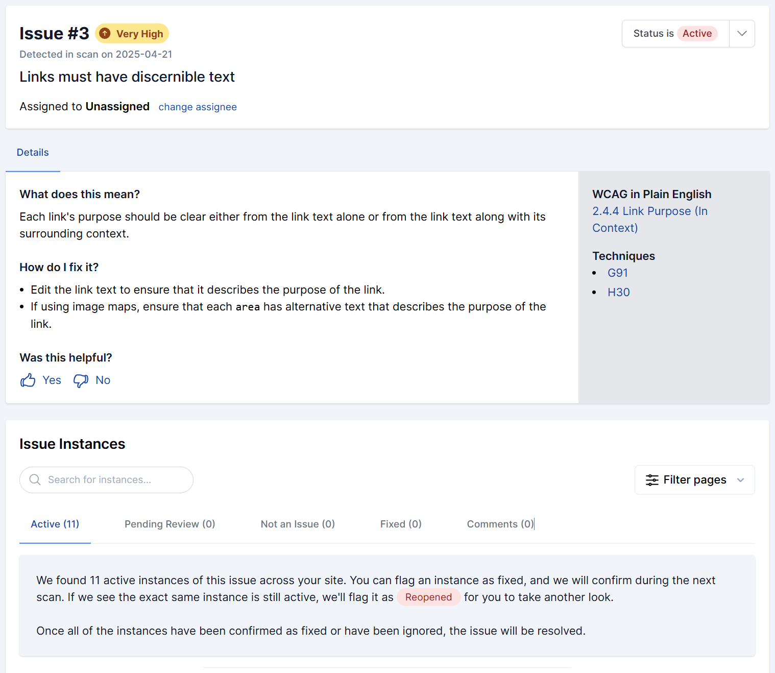 Image displaying the issue details.