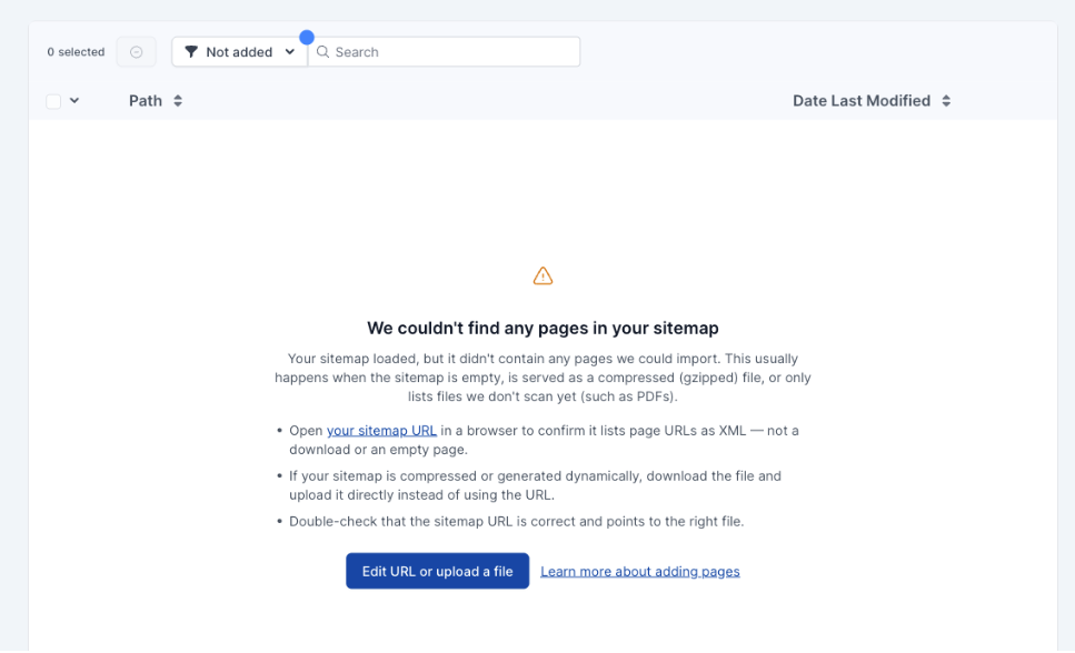 Sitemap couldn't find any pages