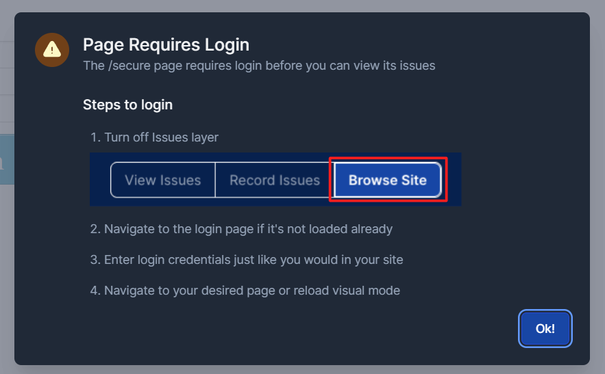 Login is required before scanning the page