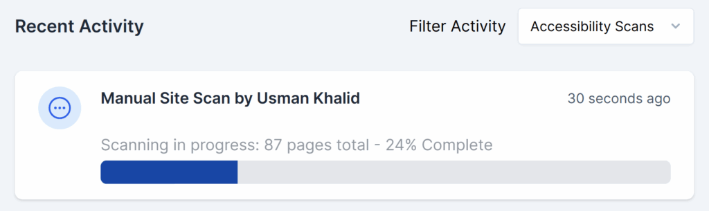 The screenshot displays the scanned progress in percentage