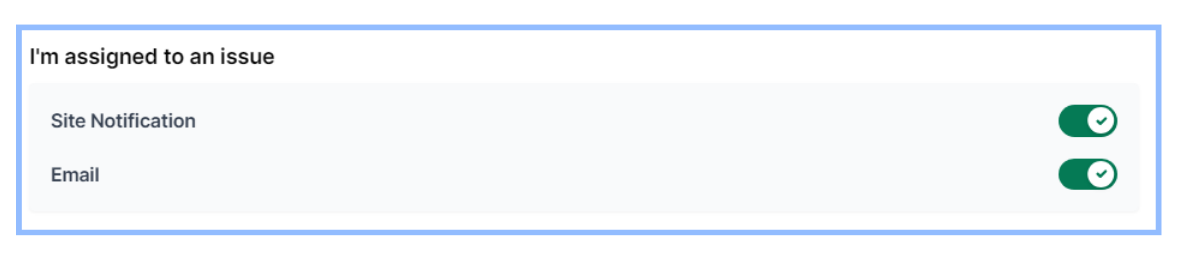 Workspace settings notifications for when you're assigned to an issue