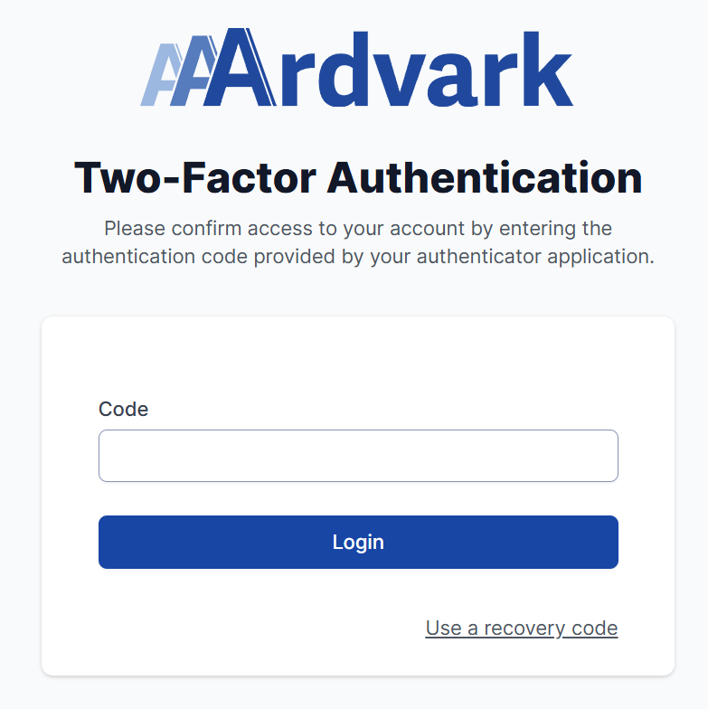 The screenshot displays 2FA required to log in