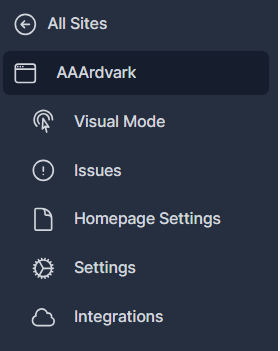 Homepage Settings in the Site Dashboard.