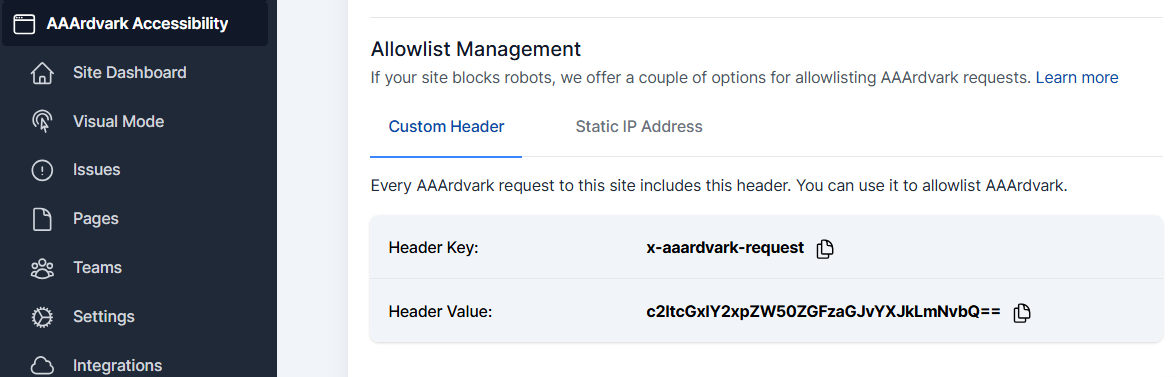 Allowlist management for white-listing located by going to "Settings".