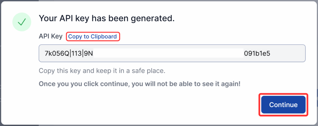 Copy the generated API key