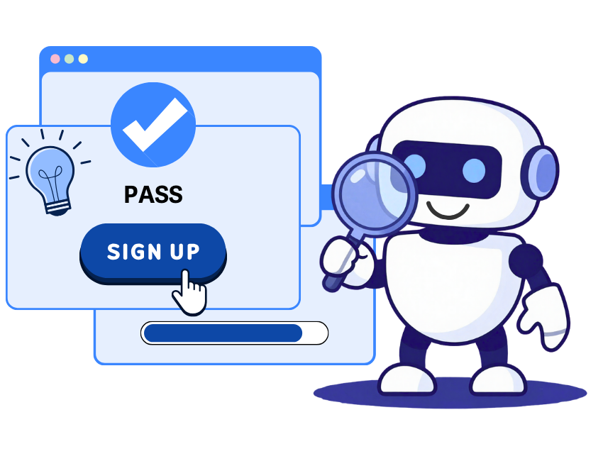 AI robot examines color contrast on a website