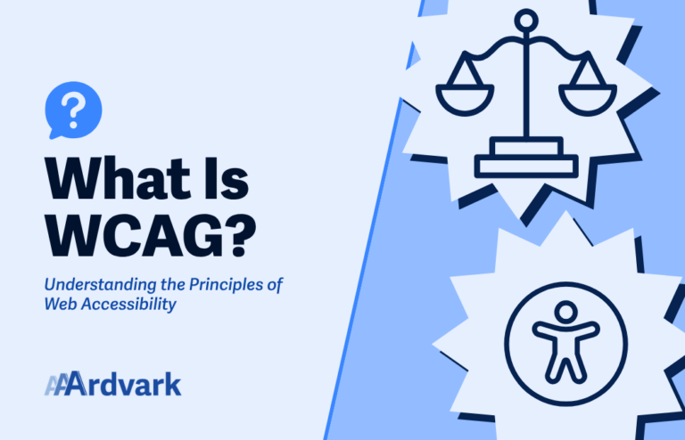 Title text that says "What is WCAG?" with a scale and accessibility icons