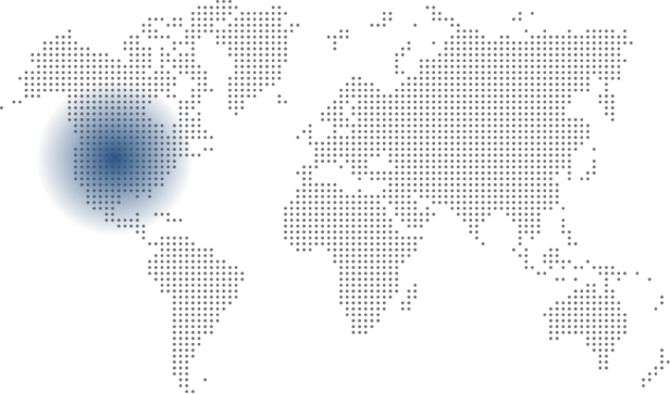 dots for forming a world map with a blue highlight on the US territory 