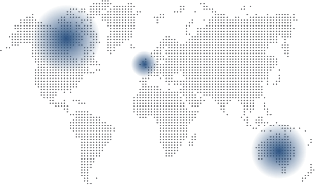 dots for forming a world map with a blue highlight on Canada, UK, Australia