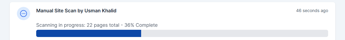 The screenshot displays the scanned progress in percentage